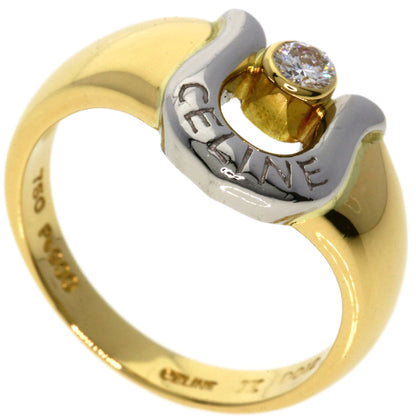 CELINE Ring K18YG , PT900 gold Horseshoe diamond Women
