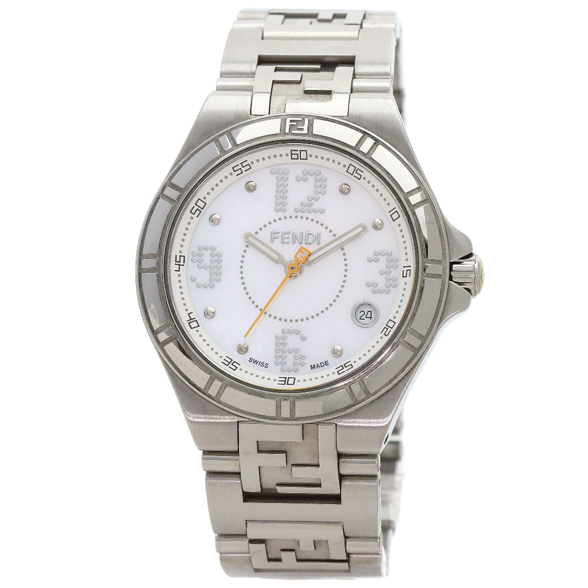 FENDI Watches Quartz 4600M Stainless Steel , Stainless Steel Silver high speed White shell dial mens