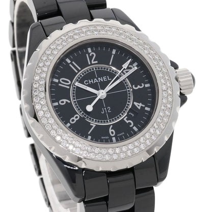 CHANEL Watches Quartz H0949 ceramic black J12 1.3" Diamond Double Bezel black dial