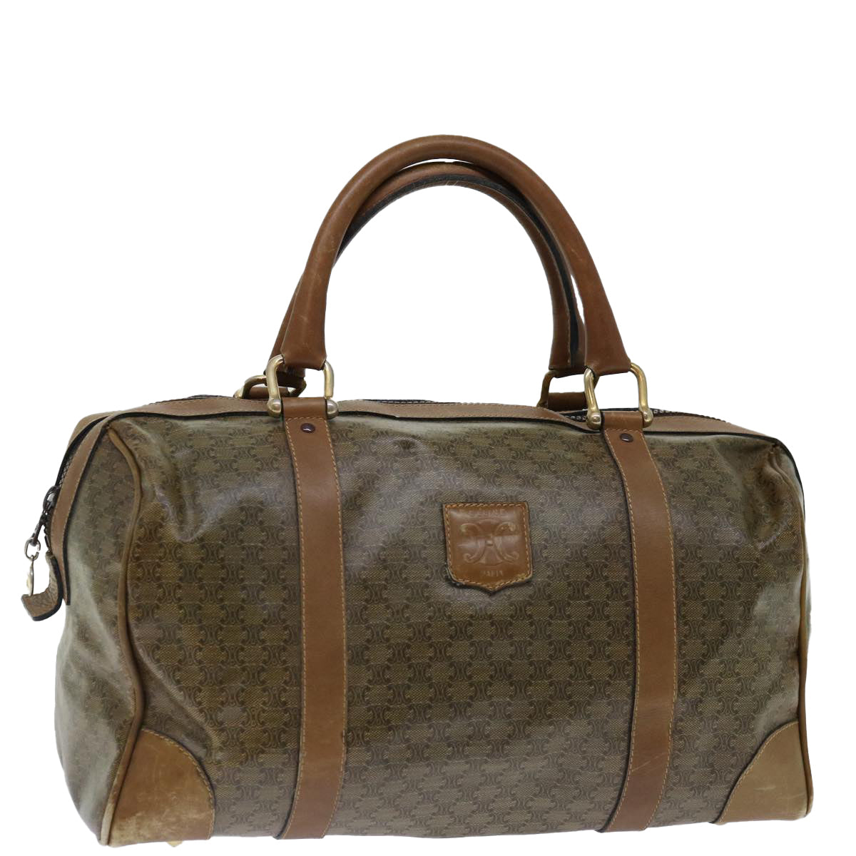 Luxury CELINE Macadam Canvas Boston Bag Coated Canvas Brown  70631