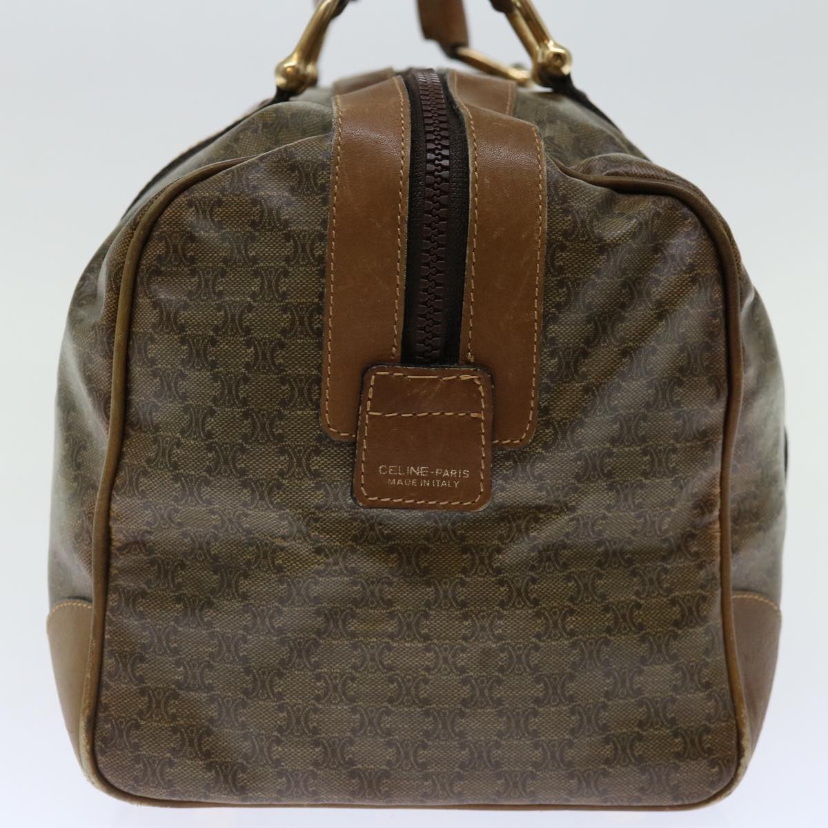 Luxury CELINE Macadam Canvas Boston Bag Coated Canvas Brown  70631