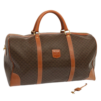 Luxury CELINE Macadam Canvas Boston Bag PVC Brown  70634