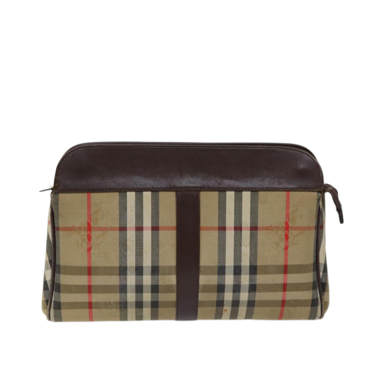 Luxury BurberrySs Nova Check Clutch Bag Canvas Beige Auth 70657