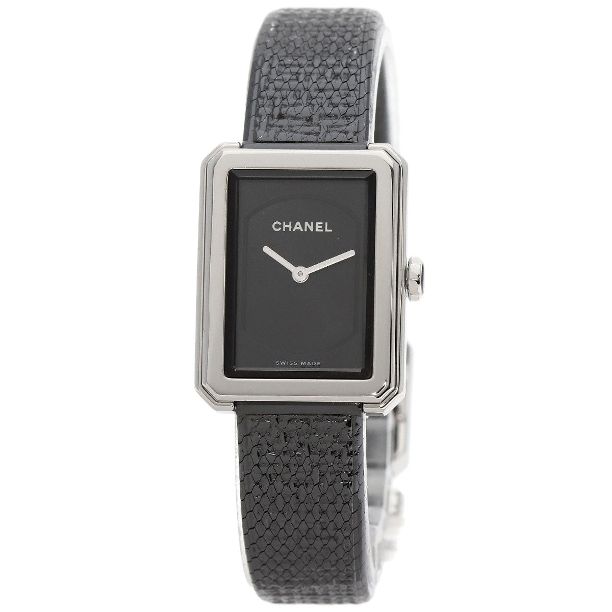 CHANEL Watches Quartz H5317 Stainless Steel Silver boyfriend small model tweed black dial