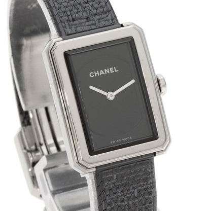 CHANEL Watches Quartz H5317 Stainless Steel Silver boyfriend small model tweed black dial