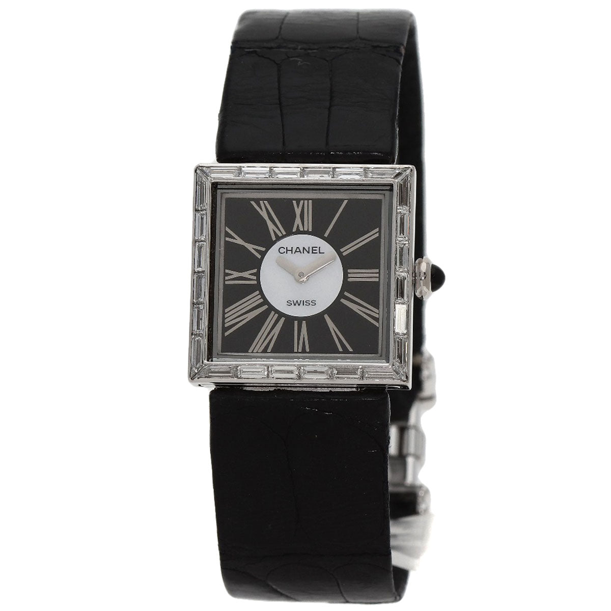 CHANEL Watches Quartz H0106 K18WG Silver Mademoiselle Diamond Bezel Black x white shell dial
