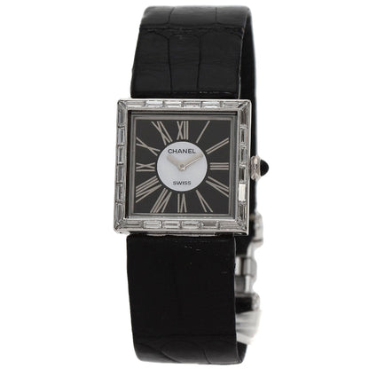 CHANEL Watches Quartz H0106 K18WG Silver Mademoiselle Diamond Bezel Black x white shell dial