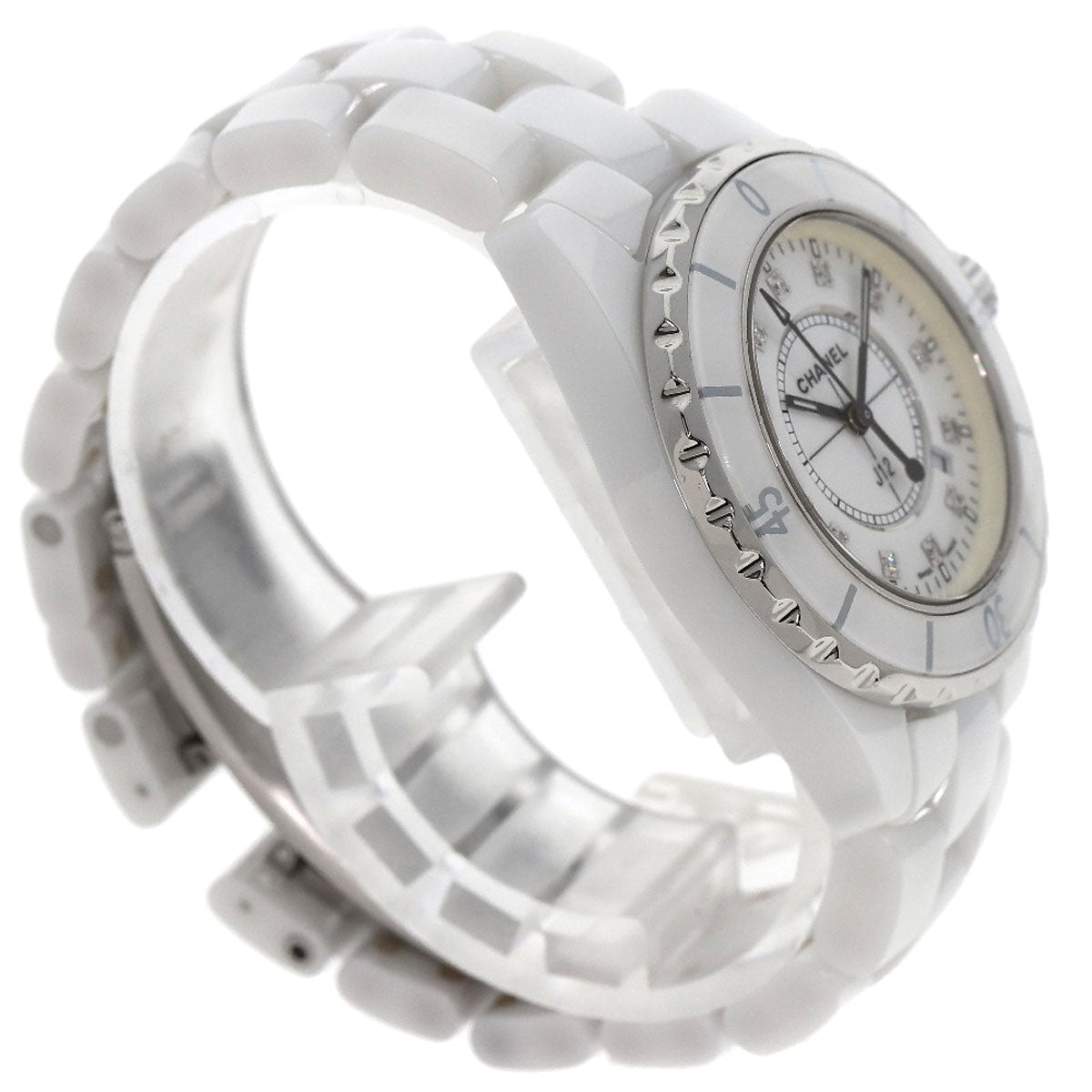 CHANEL Watches Quartz H1628 ceramic white J12 1.3" 12P Diamond white dial