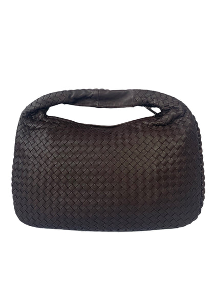 Bottega Veneta Intrecciato Hobo Bag Medium Chocolate Brown Lambskin leather with Mirror