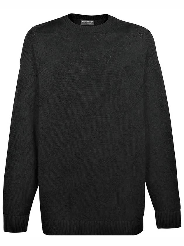 Luxury Balenciaga Trending 2025 Logo Jacquard Cotton Knit Top Black