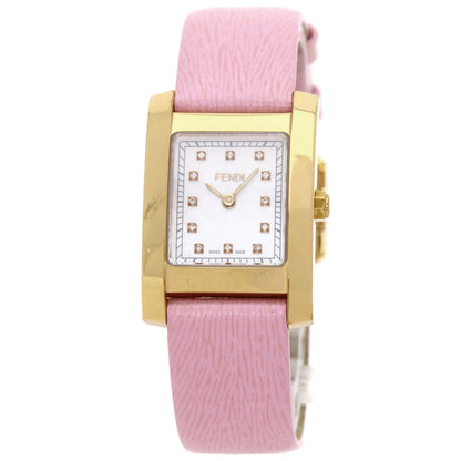 FENDI Watches Quartz 7000L Gold Plated gold Square face 12P diamond White shell dial