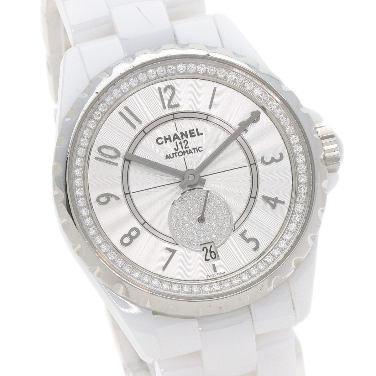 CHANEL Watches Mechanical Automatic H3841 ceramic white J12-365 Diamond White Ceramic Silver dial