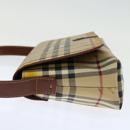 Luxury Burberry Nova Check Shoulder Bag PVC Beige Brown Auth 70944