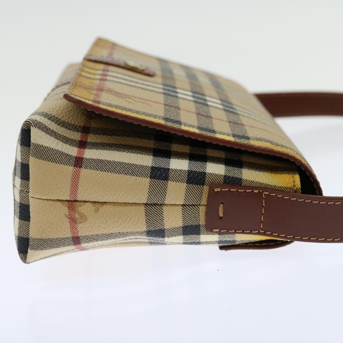 Luxury Burberry Nova Check Shoulder Bag PVC Beige Brown Auth 70944