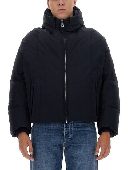 Luxury Bottega Veneta Tech Nylon Puffer Zip Up Jacket Navy