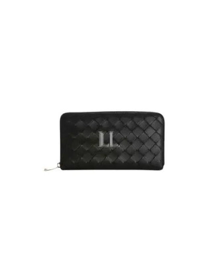 Luxury Bottega Veneta Intrecciato Zipper Around Closure Leather Long Wallet Black