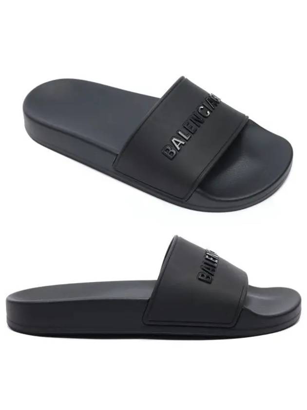 Luxury Balenciaga Trending 2025 Women's Logo Slide Slippers Black