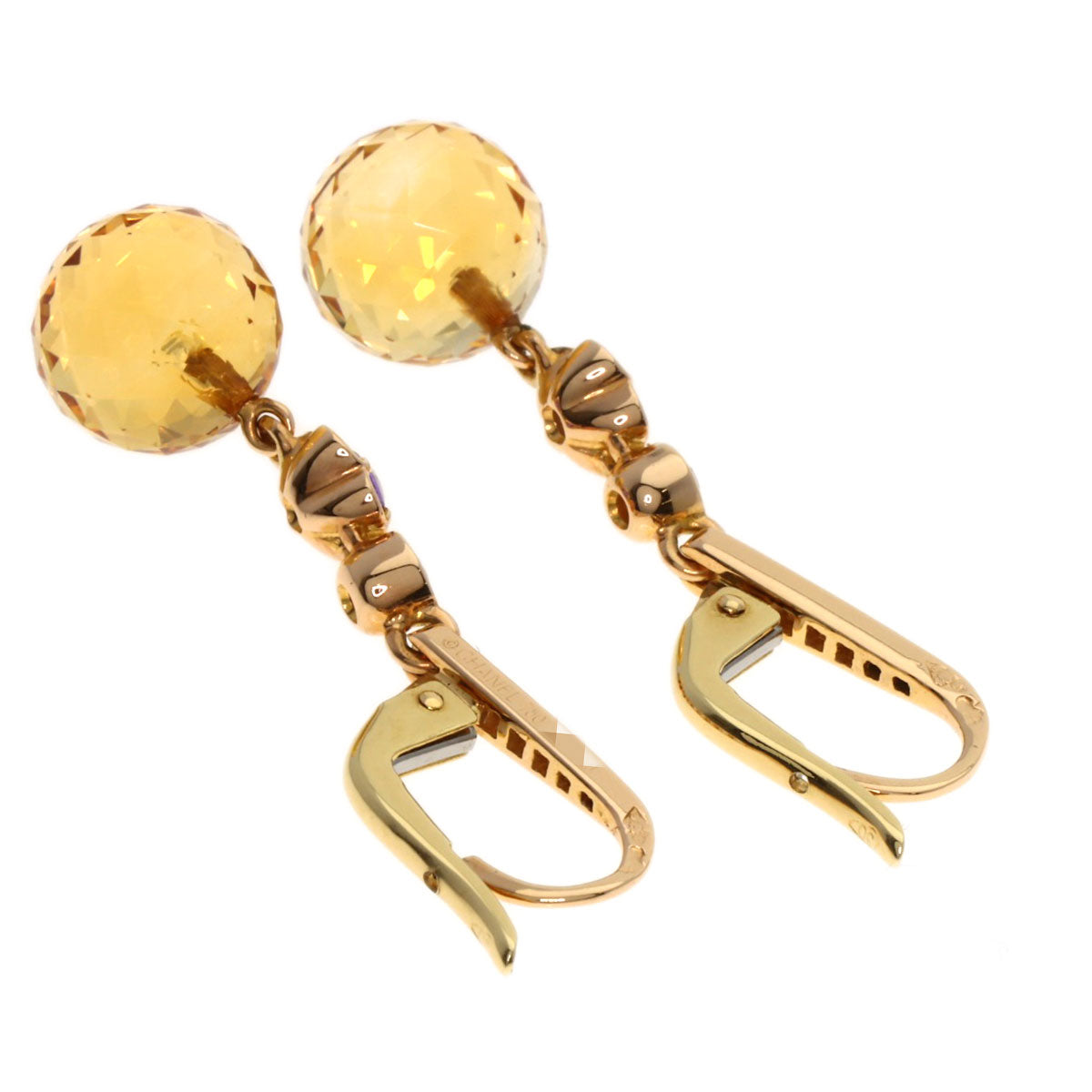 CHANEL Pierce 18K Yellow Gold gold Mademoiselle Citrine Sapphire Diamond