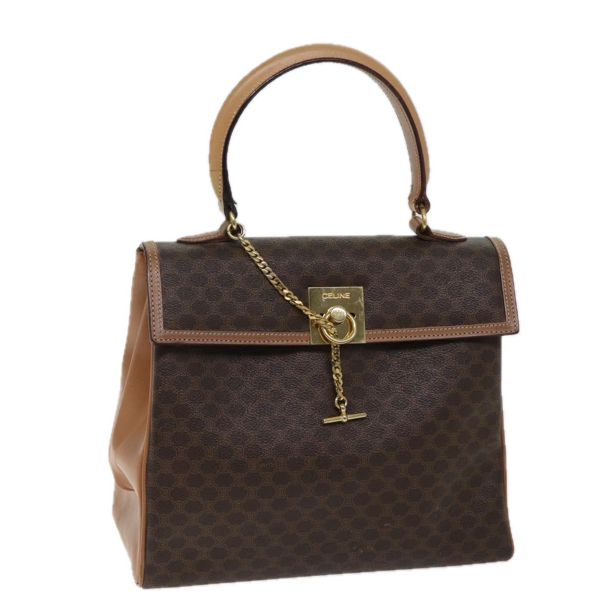 Luxury CELINE Macadam Canvas Hand Bag PVC Brown  71007