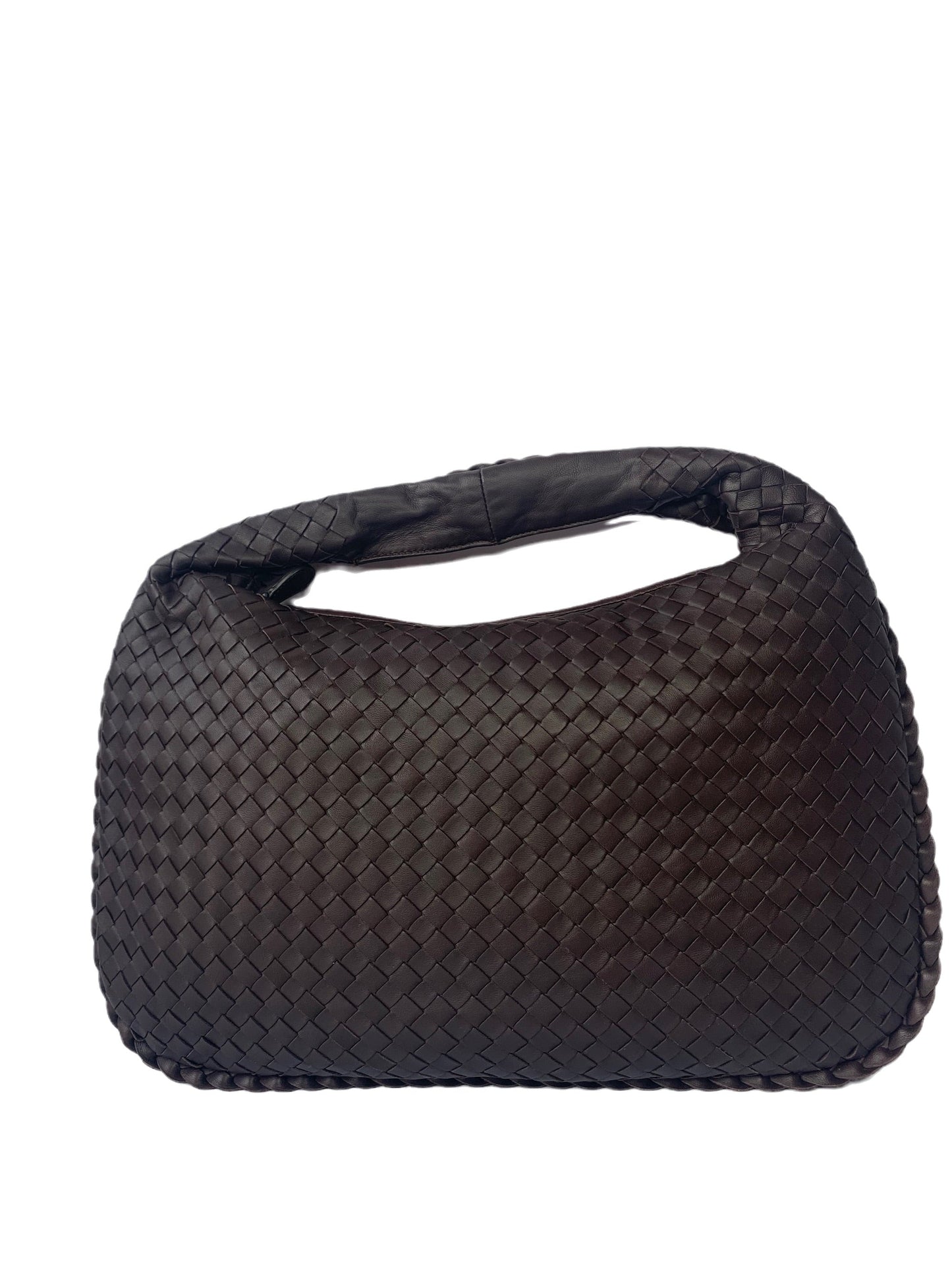Bottega Veneta Intrecciato Hobo Bag Medium Chocolate Brown Lambskin leather with Mirror