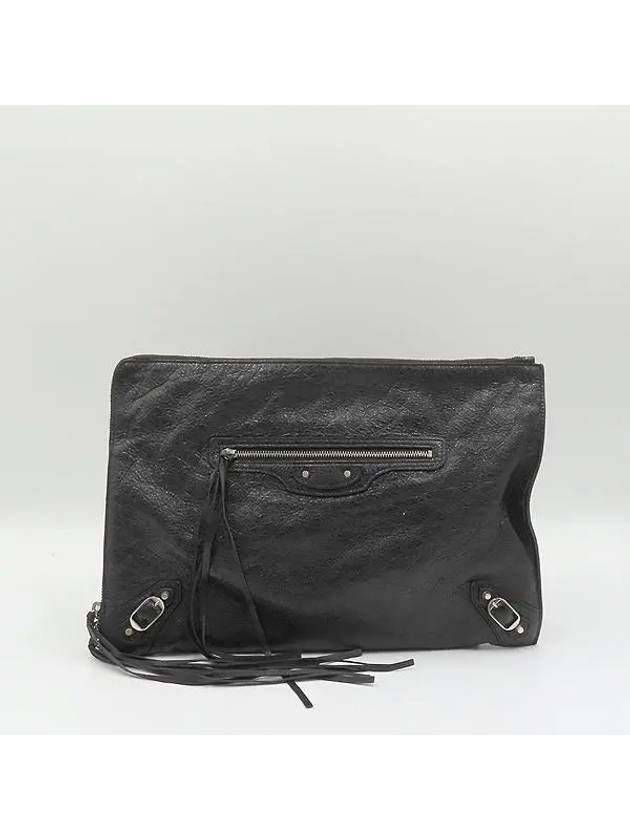 Luxury Balenciaga Trending 2025 362967 Black leather classic gold zip up decoration clutch bag