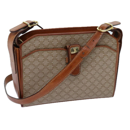 Luxury CELINE Macadam Canvas Shoulder Bag Beige  71426