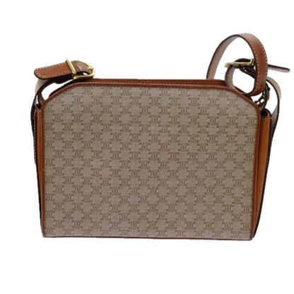 Luxury CELINE Macadam Canvas Shoulder Bag Beige  71426