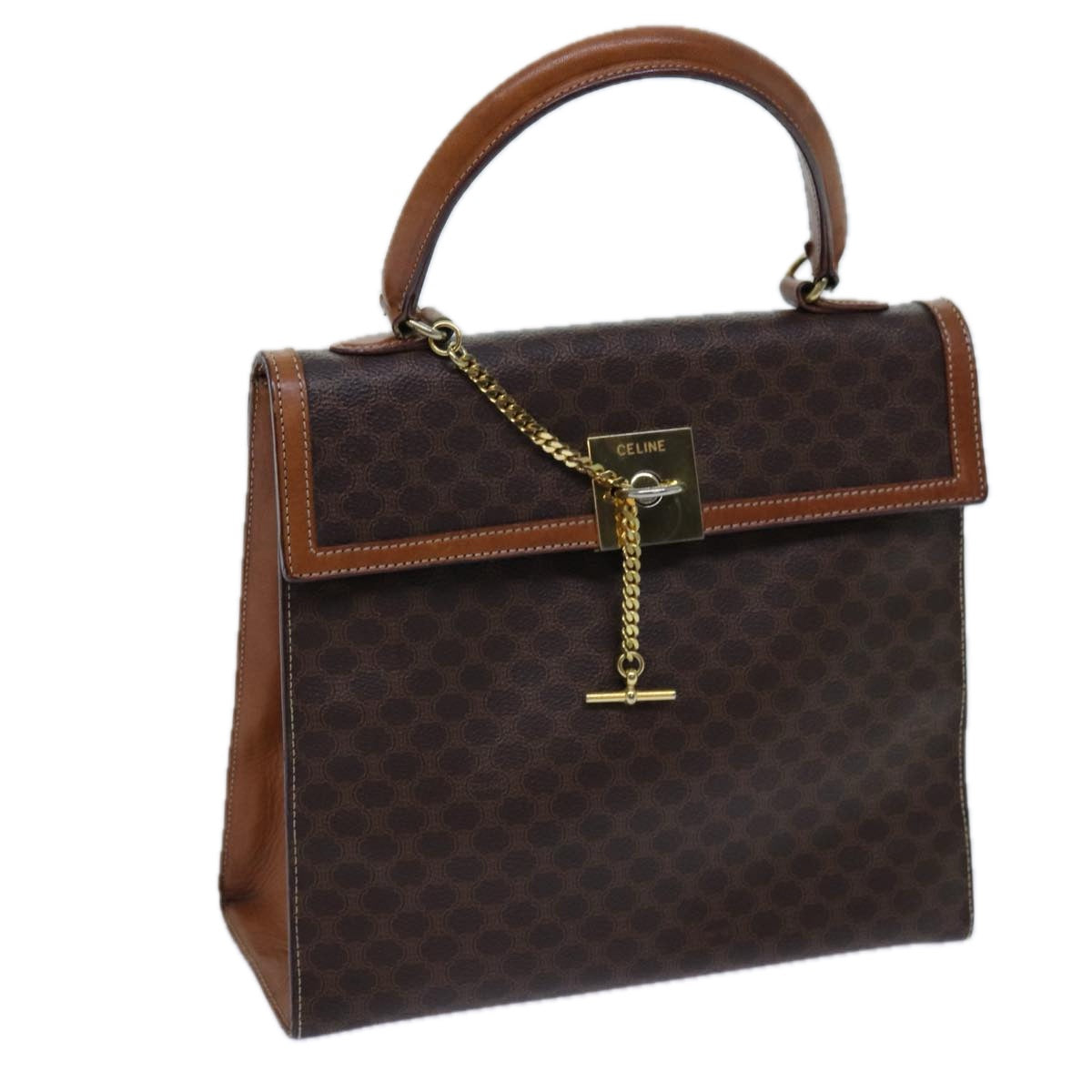 Luxury CELINE Macadam Canvas Hand Bag PVC Brown  71538