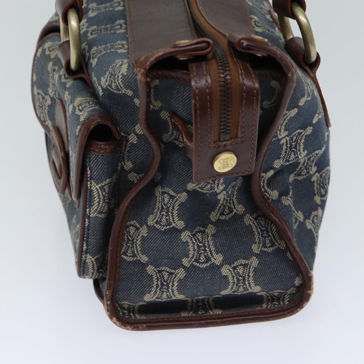 Luxury CELINE Macadam Canvas Hand Bag Blue  71539