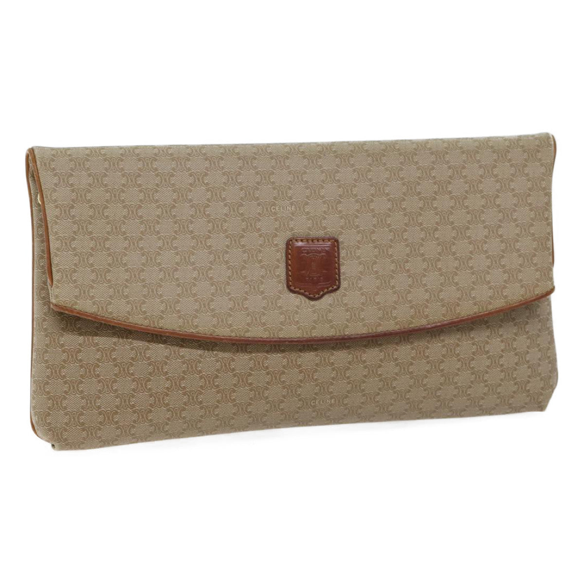 Luxury CELINE Macadam Canvas Clutch Bag Beige  71544