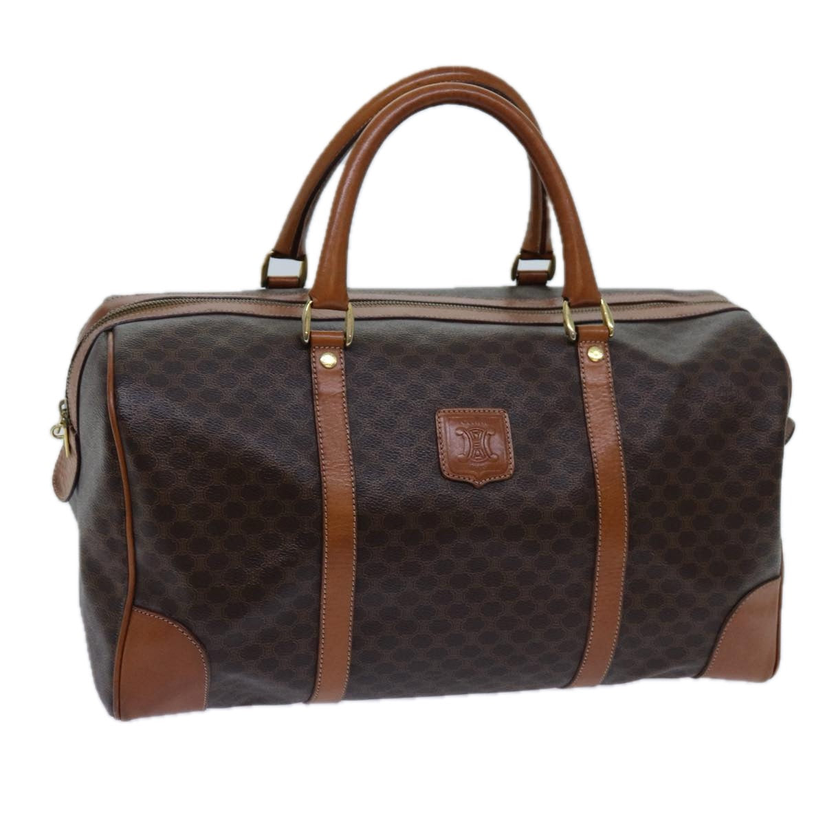 Luxury CELINE Macadam Canvas Boston Bag PVC Brown  71547