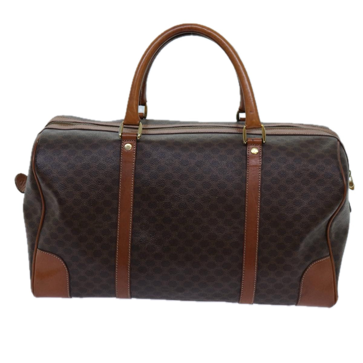 Luxury CELINE Macadam Canvas Boston Bag PVC Brown  71547