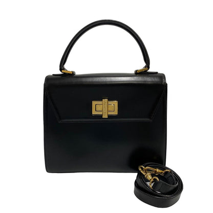 CELINE Shoulder Bag Calfskin, Leather black logo turn lock Women