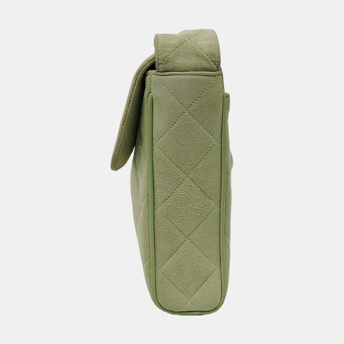 Chanel Vintage Small Flap Crossbody Bag Green Suede Leather, 1991-1994