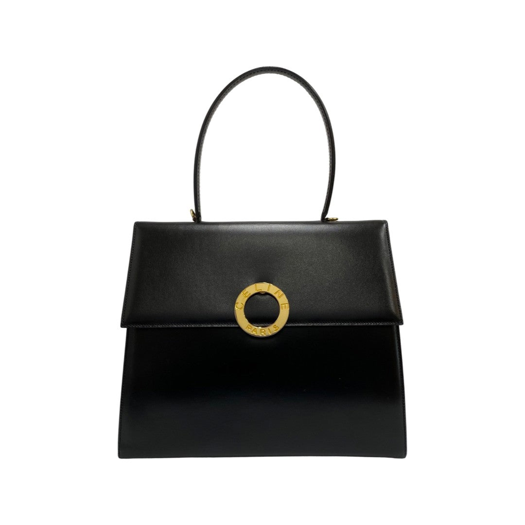 CELINE Handbag Calfskin, Leather black Circle logo Women