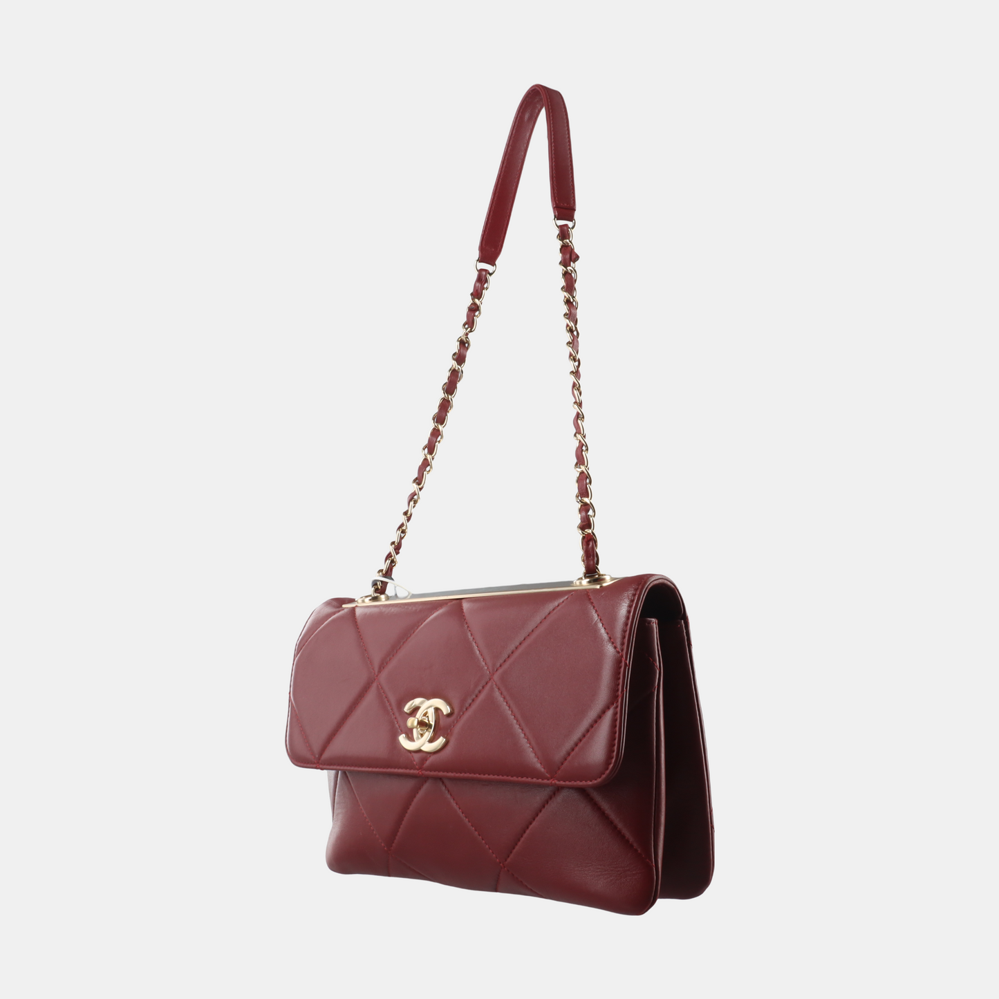 Chanel Trendy CC Flap Crossbody Bag Medium Lambskin Leather Burgundy, 2019
