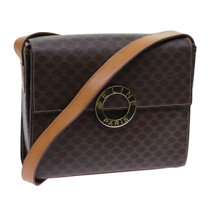 Luxury CELINE Macadam Canvas Shoulder Bag PVC Brown  71881
