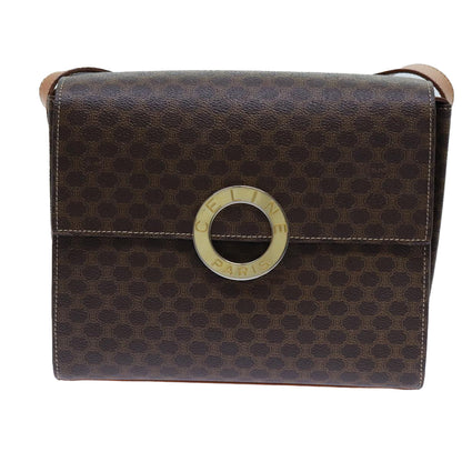 Luxury CELINE Macadam Canvas Shoulder Bag PVC Brown  71881