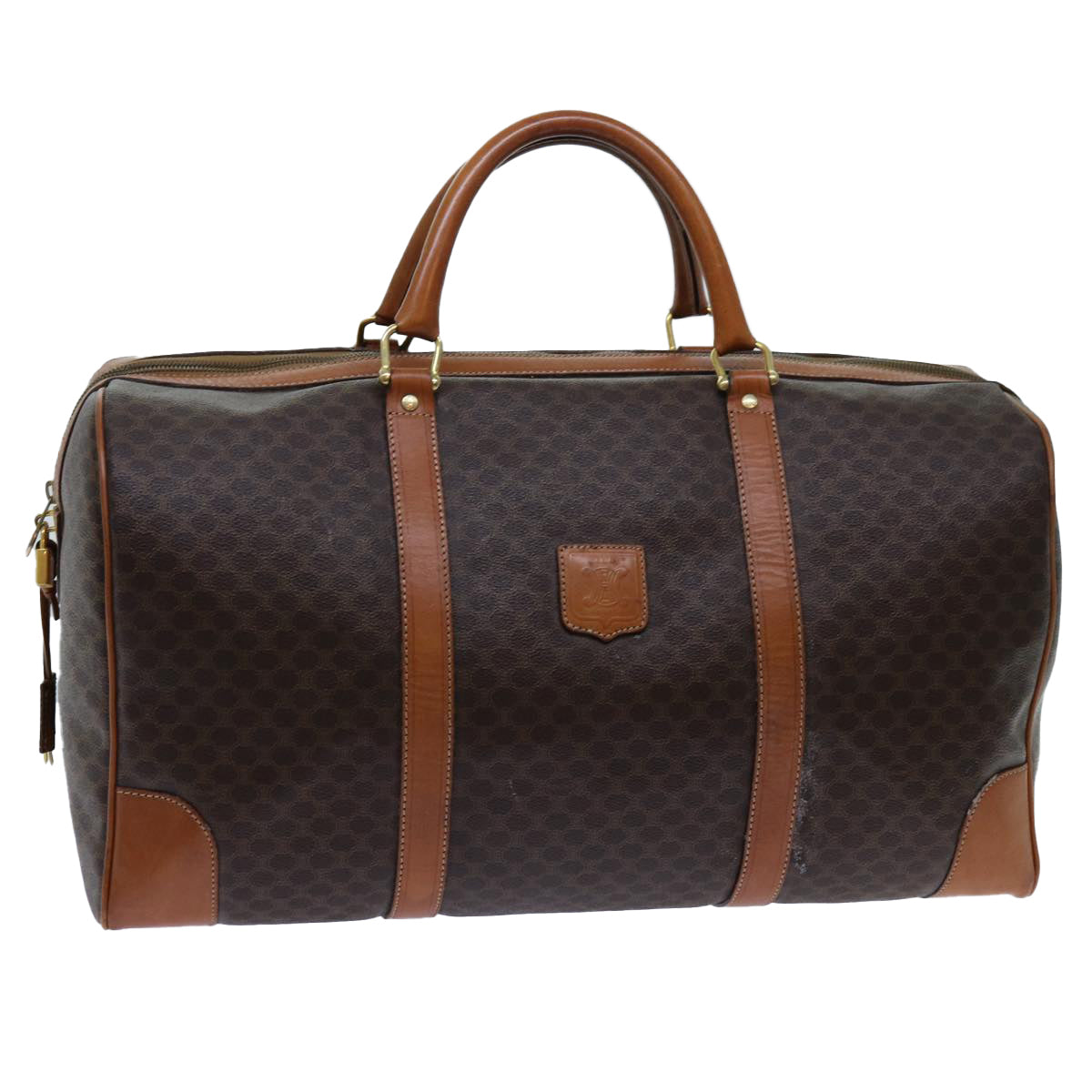 Luxury CELINE Macadam Canvas Boston Bag PVC Brown  71886