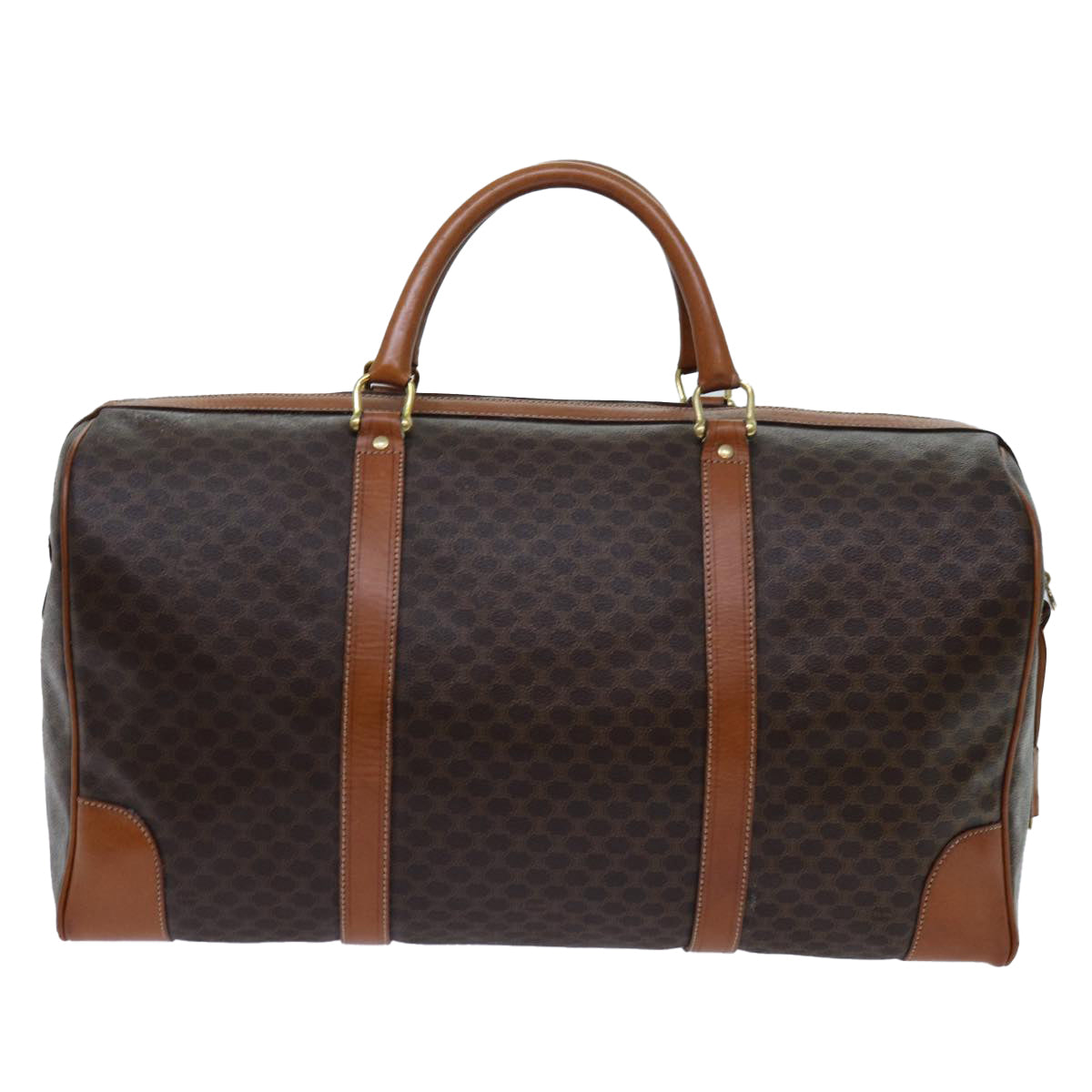 Luxury CELINE Macadam Canvas Boston Bag PVC Brown  71886