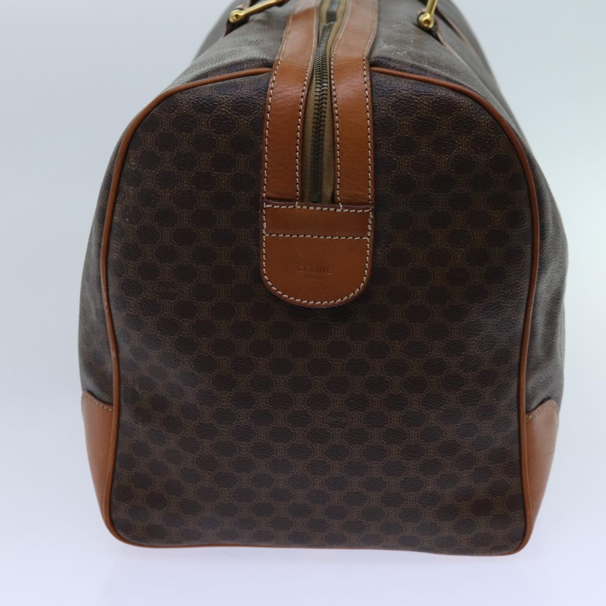 Luxury CELINE Macadam Canvas Boston Bag PVC Brown  71886