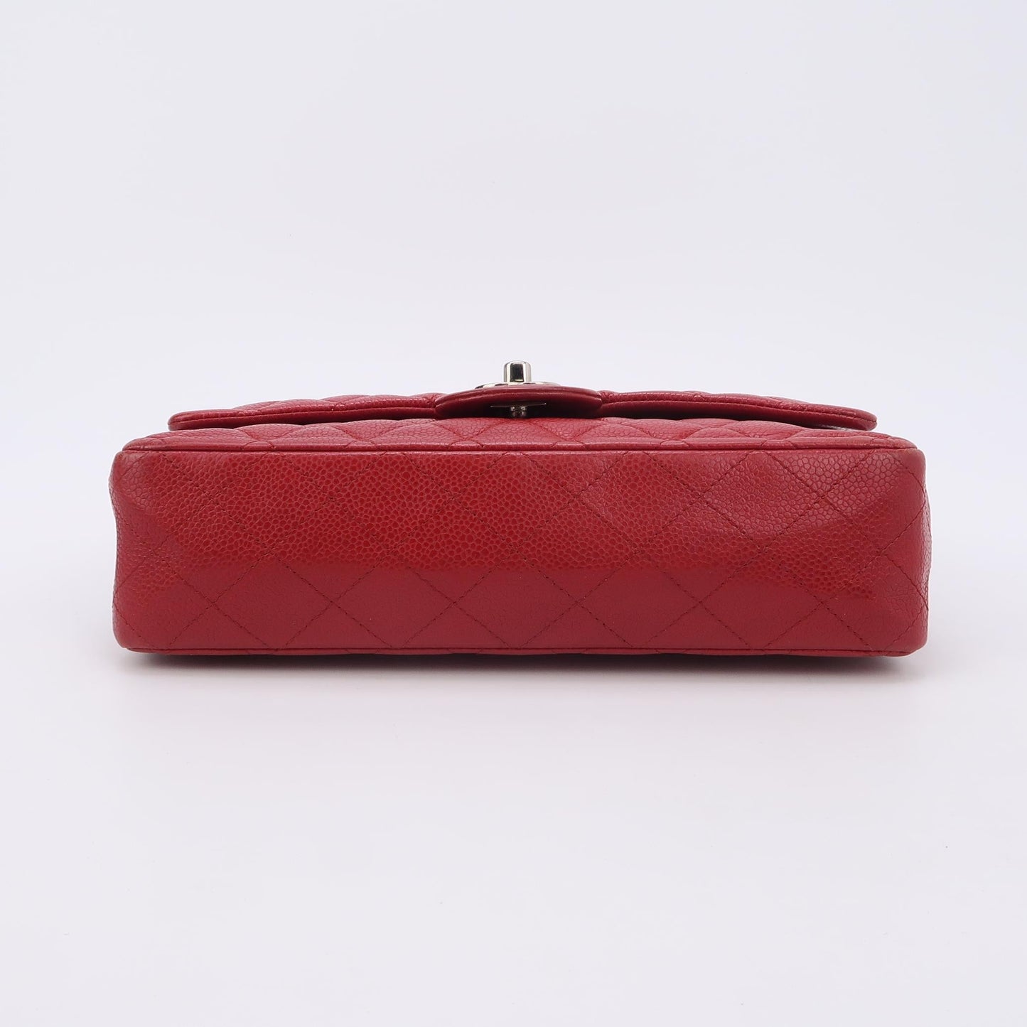 Chanel Timeless Classic Flap Medium Red Caviar Leather Silver Hardware