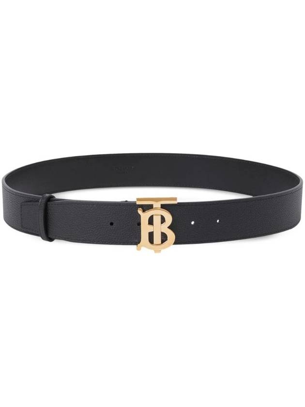 Luxury Burberry TB Logo Leather Belt Black