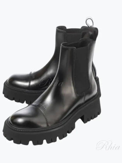 Luxury Balenciaga Trending 2025 Tractor Leather Chelsea Boots Black