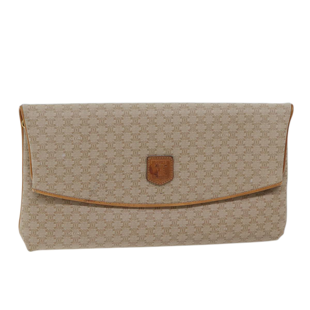 Luxury CELINE Macadam Canvas Clutch Bag Beige  72090