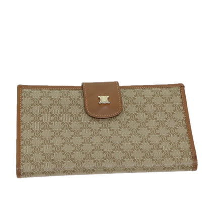Luxury CELINE Macadam Canvas Long Wallet Coated Canvas Beige  72096