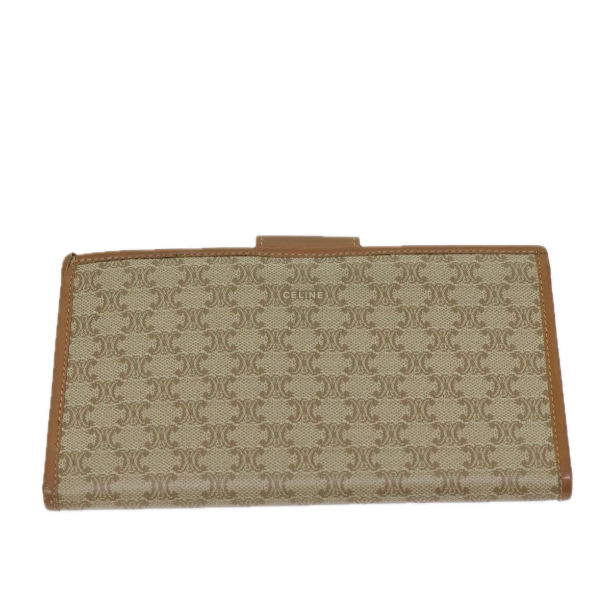 Luxury CELINE Macadam Canvas Long Wallet Coated Canvas Beige  72096