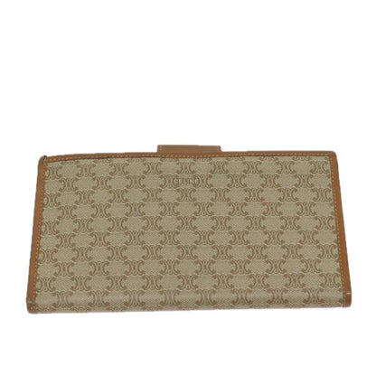 Luxury CELINE Macadam Canvas Long Wallet Coated Canvas Beige  72096
