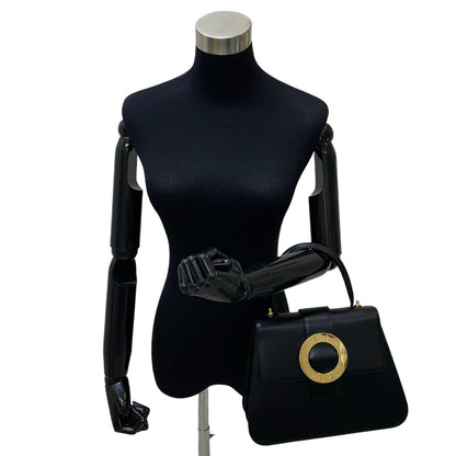 CELINE Shoulder Bag Calfskin, Leather black Circle Logo Metal 2way Women