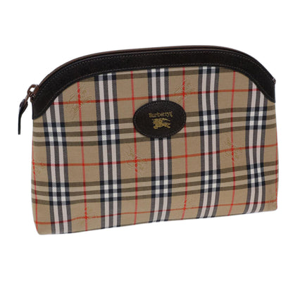 Luxury BurberrySs Nova Check Clutch Bag Canvas Beige Auth 72157